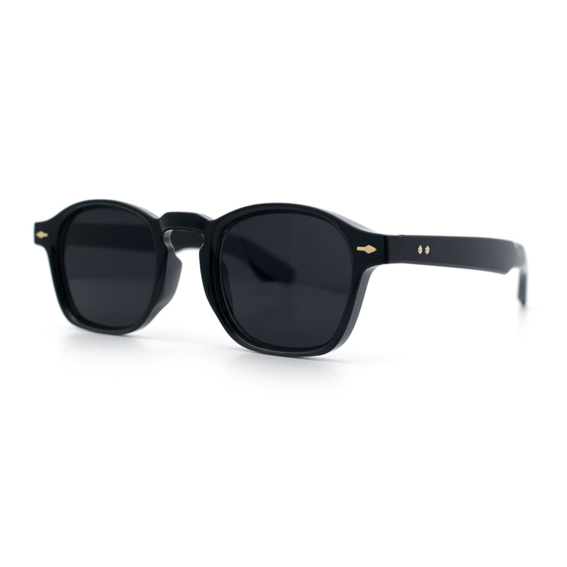 Iconic Keyhole Hipster Fashion Round Horn Rim Snug Plastic Sunglasses