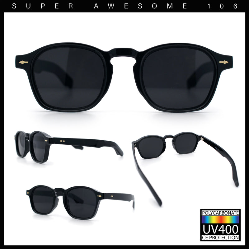 Iconic Keyhole Hipster Fashion Round Horn Rim Snug Plastic Sunglasses