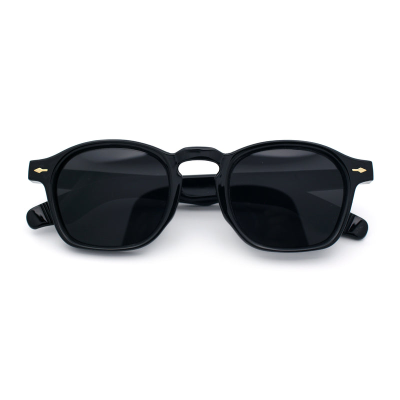 Iconic Keyhole Hipster Fashion Round Horn Rim Snug Plastic Sunglasses