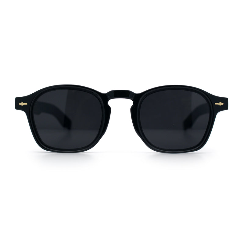 Iconic Keyhole Hipster Fashion Round Horn Rim Snug Plastic Sunglasses