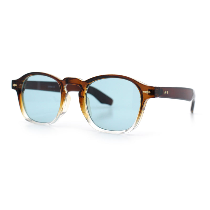 Iconic Keyhole Hipster Fashion Round Horn Rim Snug Plastic Sunglasses
