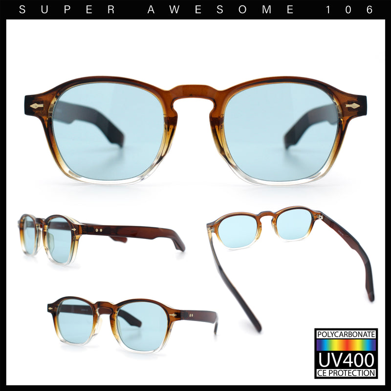 Iconic Keyhole Hipster Fashion Round Horn Rim Snug Plastic Sunglasses