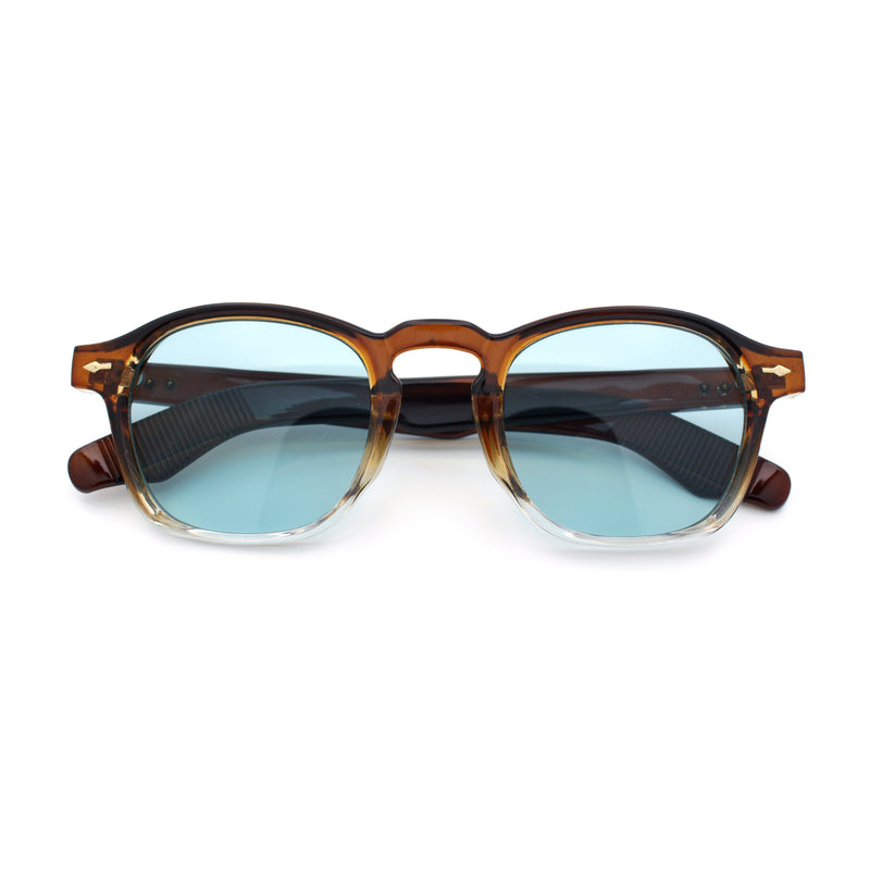Iconic Keyhole Hipster Fashion Round Horn Rim Snug Plastic Sunglasses