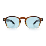 Iconic Keyhole Hipster Fashion Round Horn Rim Snug Plastic Sunglasses