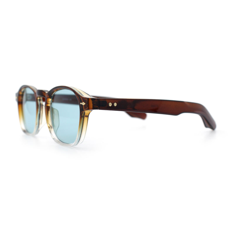 Iconic Keyhole Hipster Fashion Round Horn Rim Snug Plastic Sunglasses