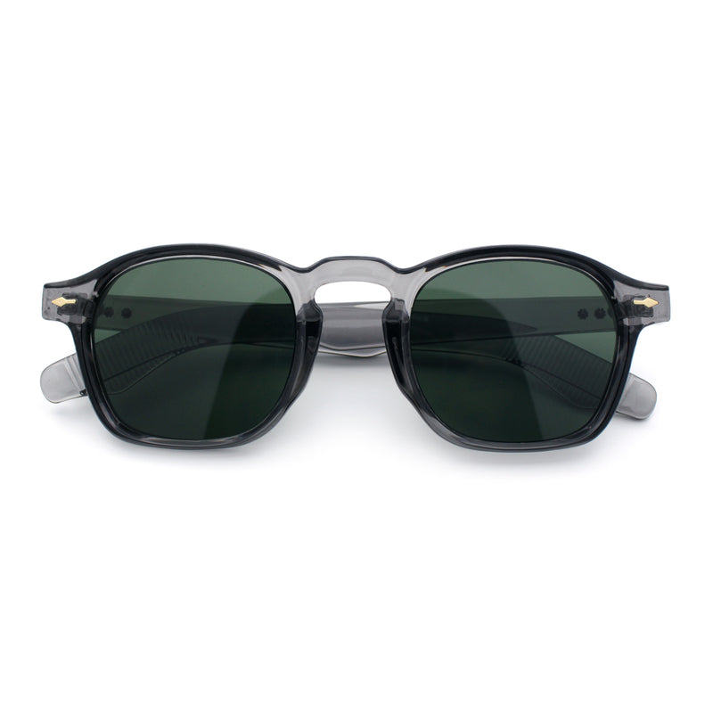 Iconic Keyhole Hipster Fashion Round Horn Rim Snug Plastic Sunglasses