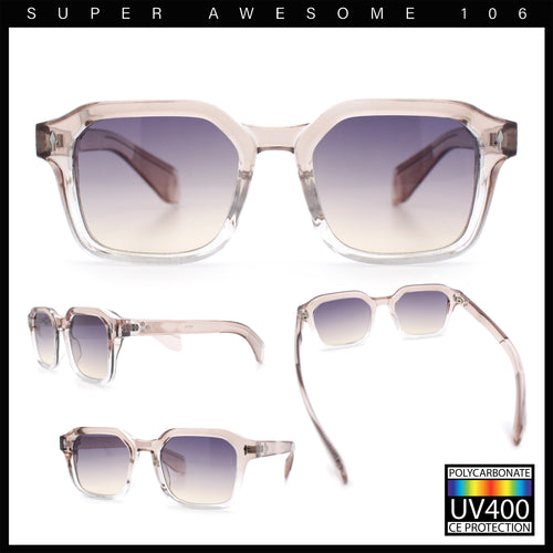 Hipster Vintage Vibe Classy Rectangle Bevel Thick Horn Rim Plastic Sunglasses