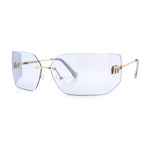 Womens Luxury Fold Curved Rimless Designer Fashion Metal Frame Sunglasses