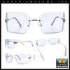Womens Luxury Fold Curved Rimless Designer Fashion Metal Frame Sunglasses