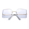 Womens Luxury Fold Curved Rimless Designer Fashion Metal Frame Sunglasses