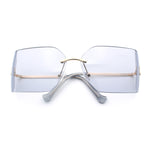 Womens Luxury Fold Curved Rimless Designer Fashion Metal Frame Sunglasses