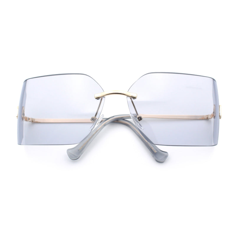 Womens Luxury Fold Curved Rimless Designer Fashion Metal Frame Sunglasses