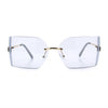 Womens Luxury Fold Curved Rimless Designer Fashion Metal Frame Sunglasses