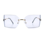 Womens Luxury Fold Curved Rimless Designer Fashion Metal Frame Sunglasses