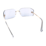 Womens Luxury Fold Curved Rimless Designer Fashion Metal Frame Sunglasses