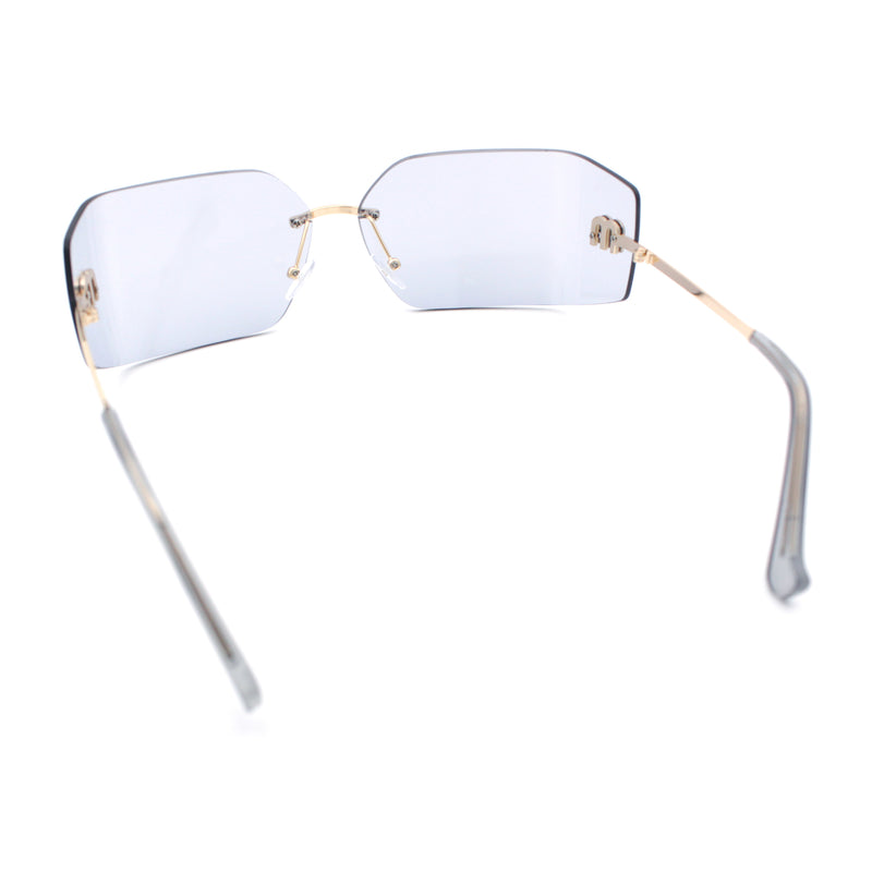 Womens Luxury Fold Curved Rimless Designer Fashion Metal Frame Sunglasses