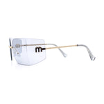 Womens Luxury Fold Curved Rimless Designer Fashion Metal Frame Sunglasses
