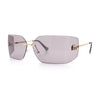 Womens Luxury Fold Curved Rimless Designer Fashion Metal Frame Sunglasses