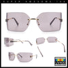 Womens Luxury Fold Curved Rimless Designer Fashion Metal Frame Sunglasses