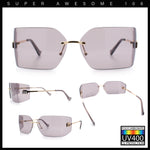 Womens Luxury Fold Curved Rimless Designer Fashion Metal Frame Sunglasses