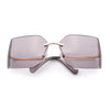 Womens Luxury Fold Curved Rimless Designer Fashion Metal Frame Sunglasses