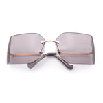 Womens Luxury Fold Curved Rimless Designer Fashion Metal Frame Sunglasses