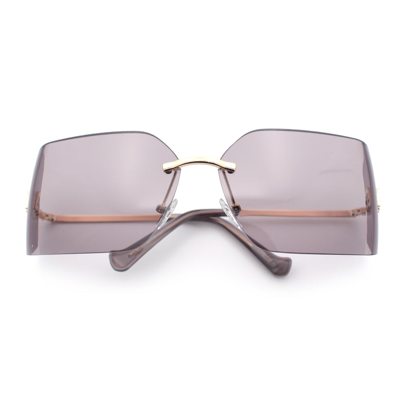 Womens Luxury Fold Curved Rimless Designer Fashion Metal Frame Sunglasses