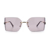 Womens Luxury Fold Curved Rimless Designer Fashion Metal Frame Sunglasses