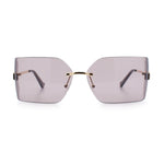 Womens Luxury Fold Curved Rimless Designer Fashion Metal Frame Sunglasses
