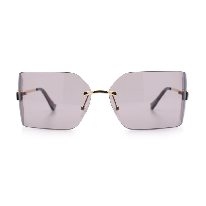Womens Luxury Fold Curved Rimless Designer Fashion Metal Frame Sunglasses