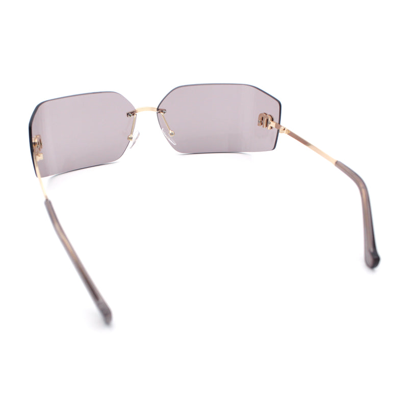 Womens Luxury Fold Curved Rimless Designer Fashion Metal Frame Sunglasses