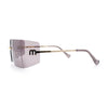 Womens Luxury Fold Curved Rimless Designer Fashion Metal Frame Sunglasses