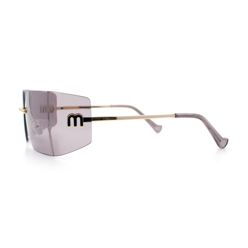 Womens Luxury Fold Curved Rimless Designer Fashion Metal Frame Sunglasses