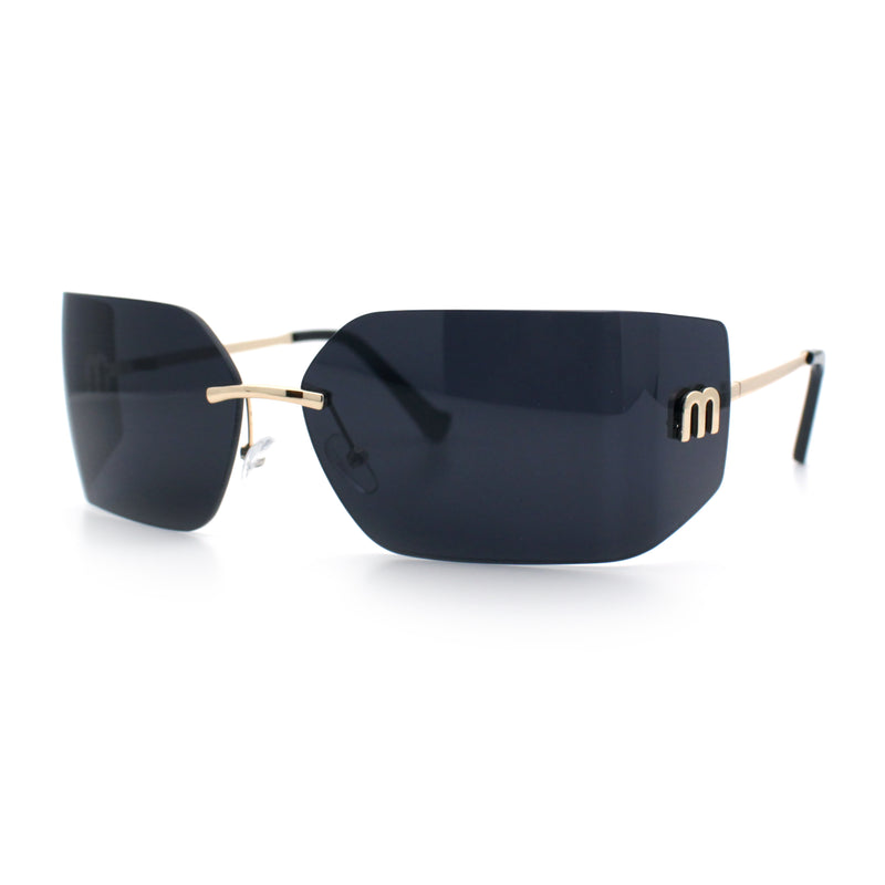 Womens Luxury Fold Curved Rimless Designer Fashion Metal Frame Sunglasses