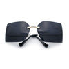 Womens Luxury Fold Curved Rimless Designer Fashion Metal Frame Sunglasses