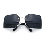 Womens Luxury Fold Curved Rimless Designer Fashion Metal Frame Sunglasses