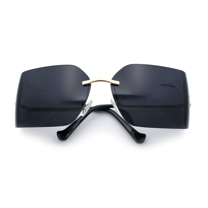 Womens Luxury Fold Curved Rimless Designer Fashion Metal Frame Sunglasses