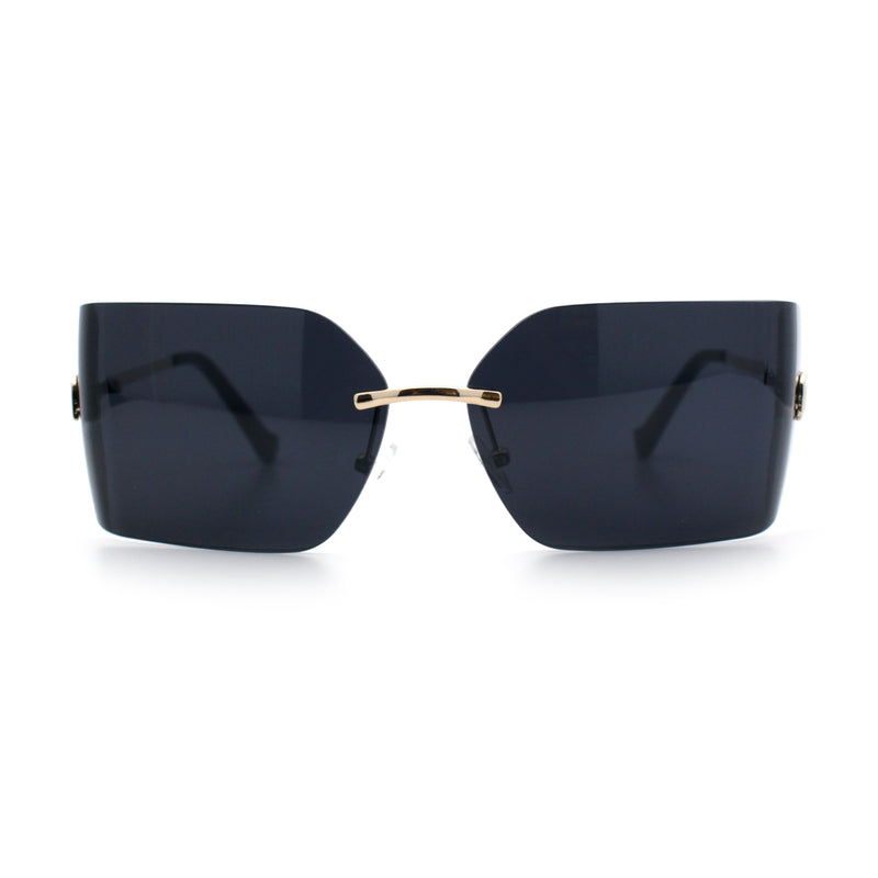 Womens Luxury Fold Curved Rimless Designer Fashion Metal Frame Sunglasses