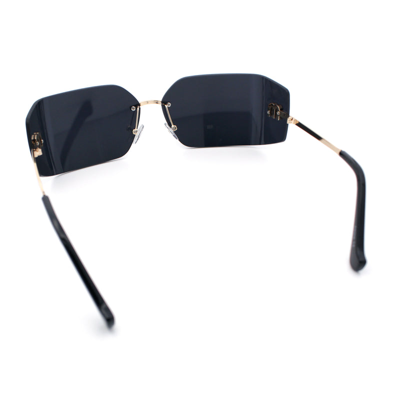 Womens Luxury Fold Curved Rimless Designer Fashion Metal Frame Sunglasses