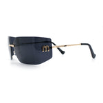 Womens Luxury Fold Curved Rimless Designer Fashion Metal Frame Sunglasses
