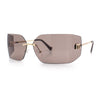 Womens Luxury Fold Curved Rimless Designer Fashion Metal Frame Sunglasses