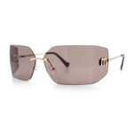 Womens Luxury Fold Curved Rimless Designer Fashion Metal Frame Sunglasses