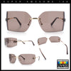 Womens Luxury Fold Curved Rimless Designer Fashion Metal Frame Sunglasses