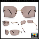 Womens Luxury Fold Curved Rimless Designer Fashion Metal Frame Sunglasses