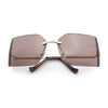 Womens Luxury Fold Curved Rimless Designer Fashion Metal Frame Sunglasses