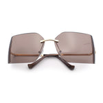 Womens Luxury Fold Curved Rimless Designer Fashion Metal Frame Sunglasses