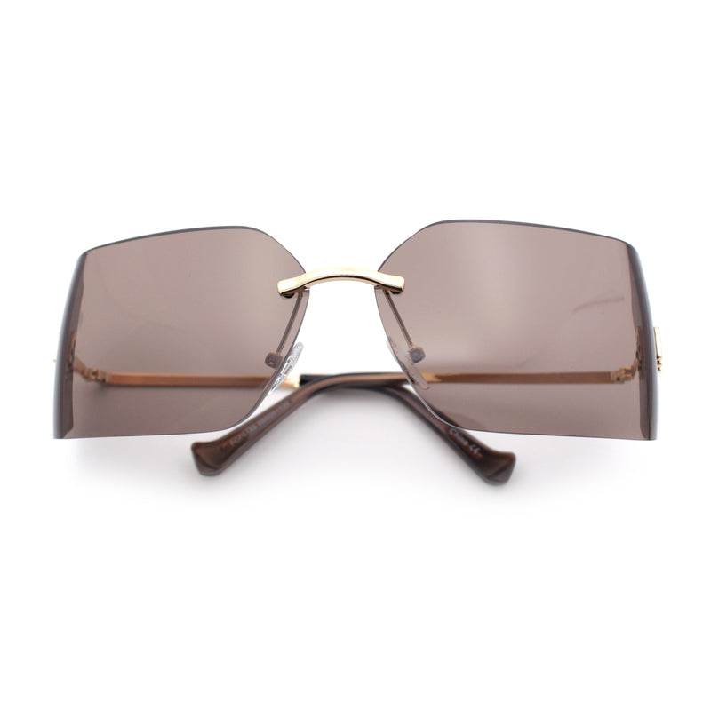 Womens Luxury Fold Curved Rimless Designer Fashion Metal Frame Sunglasses