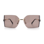 Womens Luxury Fold Curved Rimless Designer Fashion Metal Frame Sunglasses
