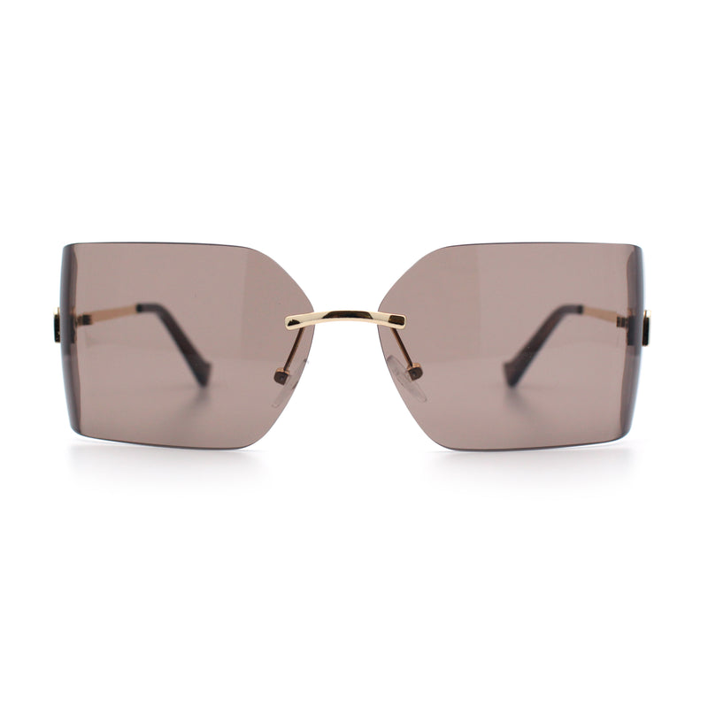 Womens Luxury Fold Curved Rimless Designer Fashion Metal Frame Sunglasses