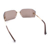 Womens Luxury Fold Curved Rimless Designer Fashion Metal Frame Sunglasses